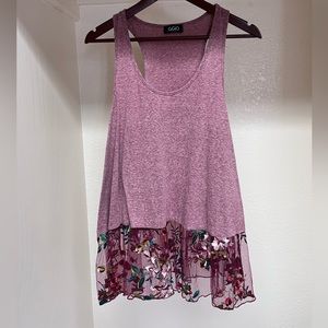 Maroon Embroidered Tank Top